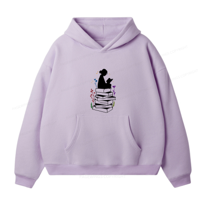 Pagewings Girl Reading Unisex Fleece Hoodie Set