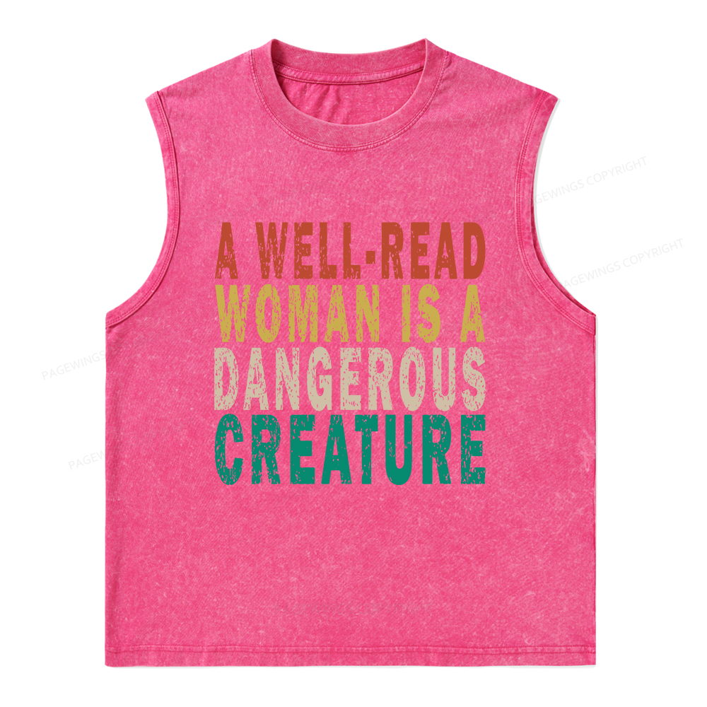 Pagewings A Well-Read Woman Is A Dangerous Creature Unisex Washed Tank Top