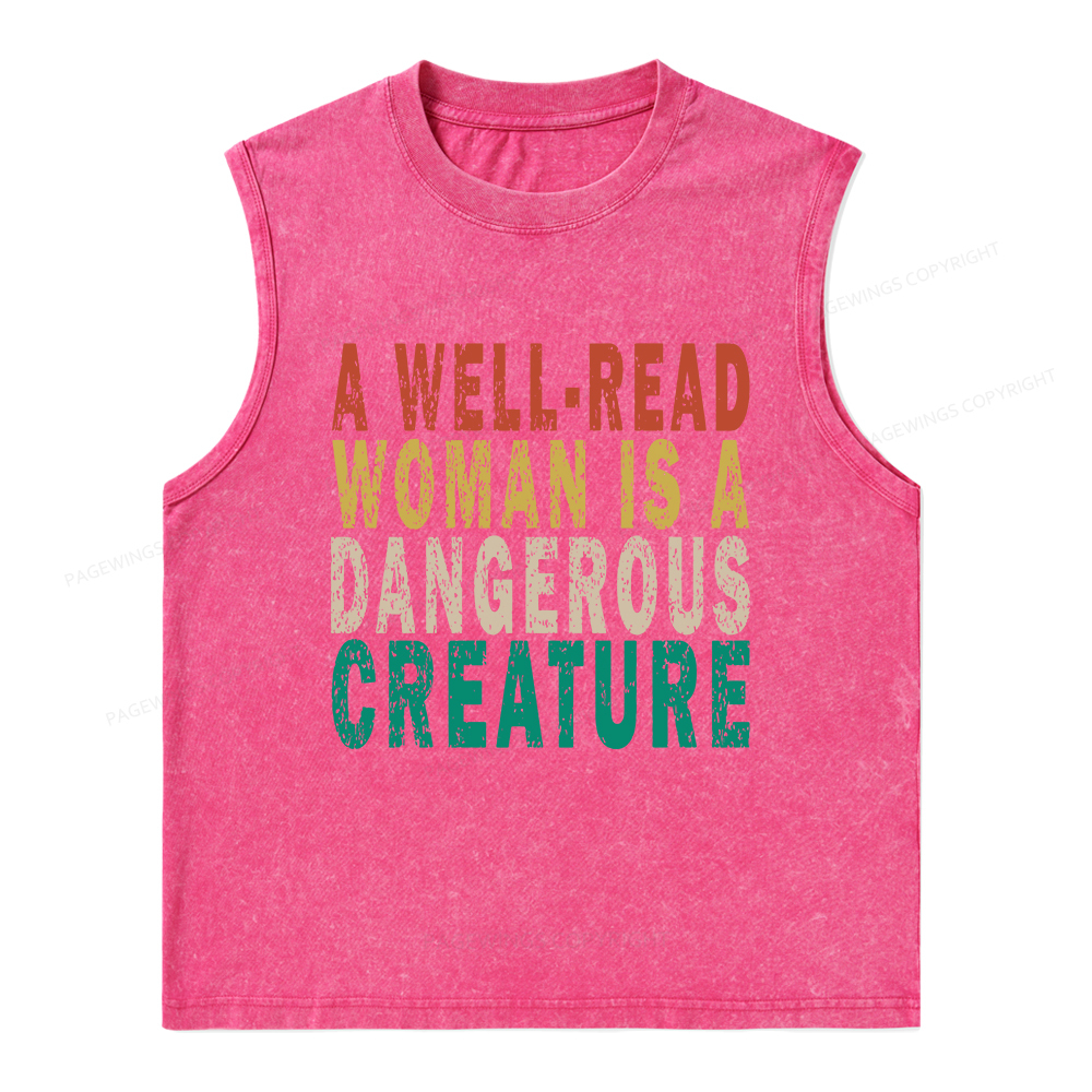 Pagewings A Well-Read Woman Is A Dangerous Creature Unisex Washed Tank Top