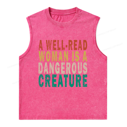Pagewings A Well-Read Woman Is A Dangerous Creature Unisex Washed Tank Top