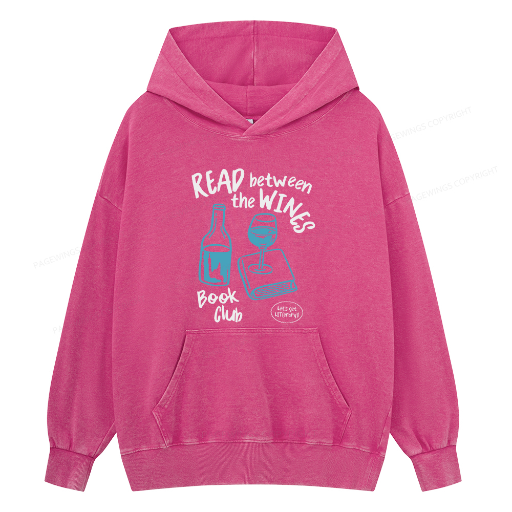 Pagewings Wine Lover Book Club Unisex Washed Hoodie