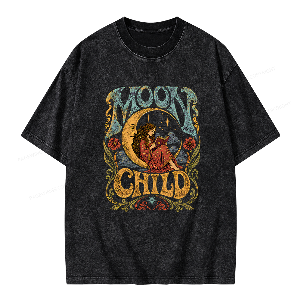 Pagewings Moon Child Unisex Washed T-shirt