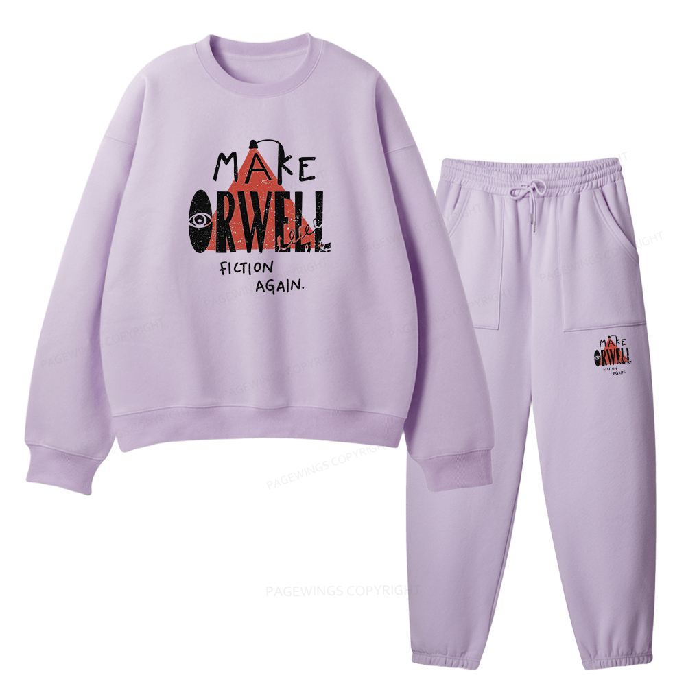 Pagewings Make Orwell Fiction Again Unisex Fleece Sweatshirt Set 