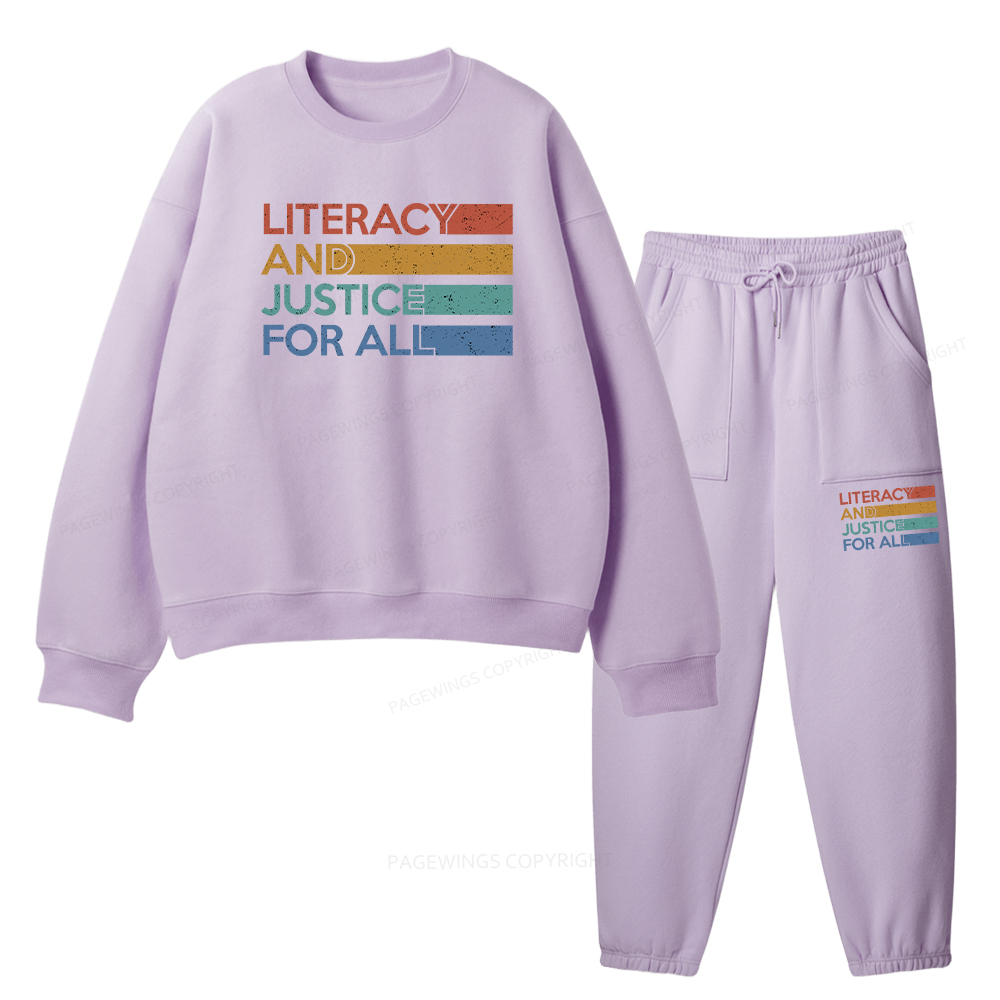 Pagewings Literacy and Justice For All Unisex Fleece Sweatshirt Set 