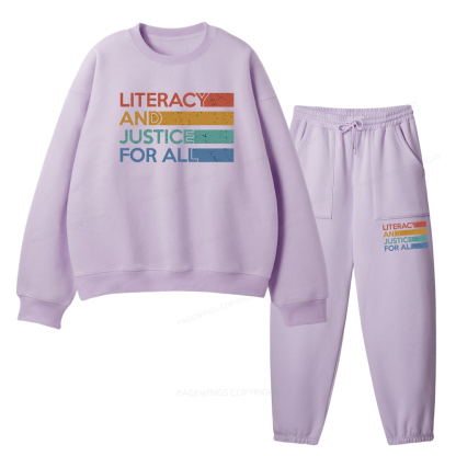 Pagewings Literacy and Justice For All Unisex Fleece Sweatshirt Set 