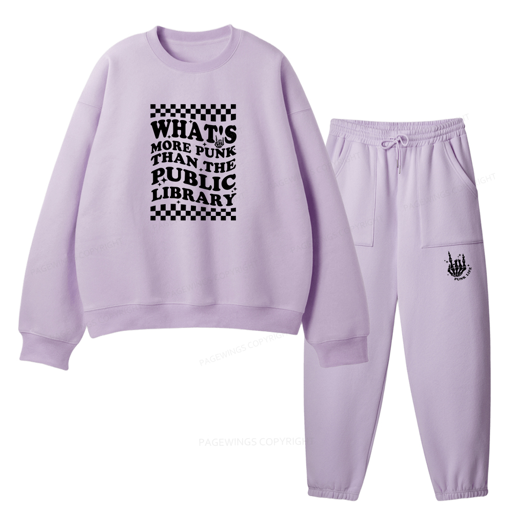 Pagewings Punk The Public Library Unisex Fleece Sweatshirt Set 