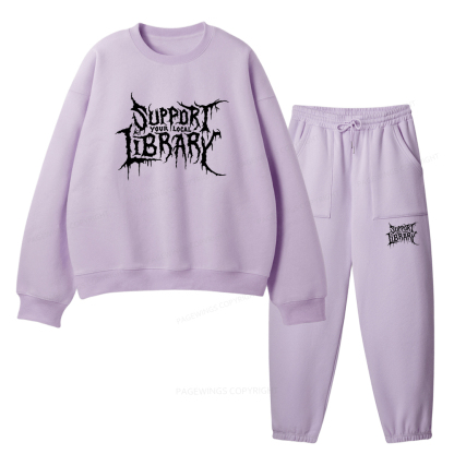 Pagewings Support Your Local Library Unisex Fleece Sweatshirt Set 