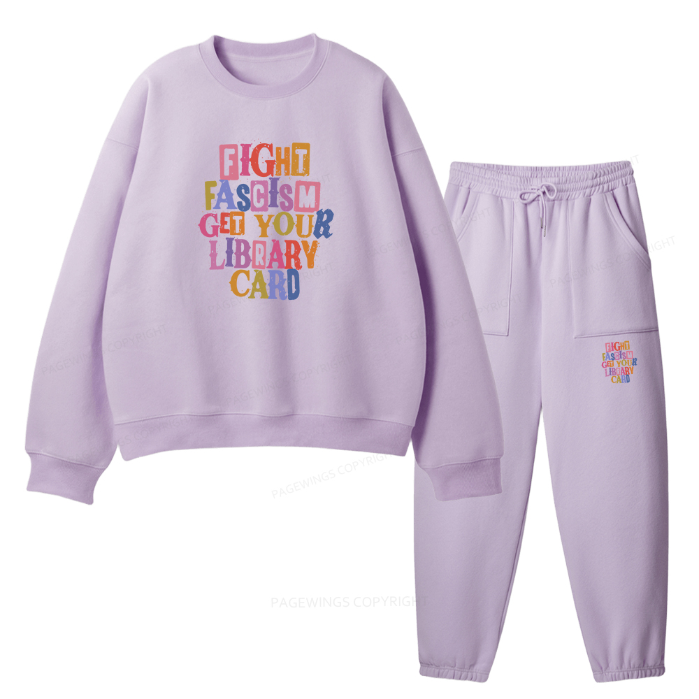 Pagewings Get Your Library Card Unisex Fleece Sweatshirt Set 