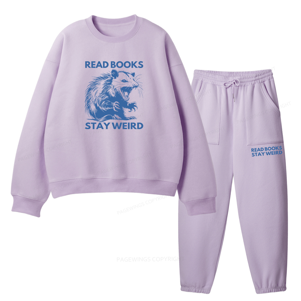 Pagewings Read Books Stay Weird Unisex Fleece Sweatshirt Set 
