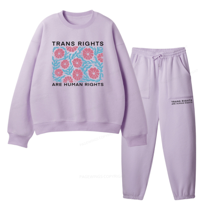 Pagewings Trans Rights Are Human Rights Unisex Fleece Sweatshirt Set 