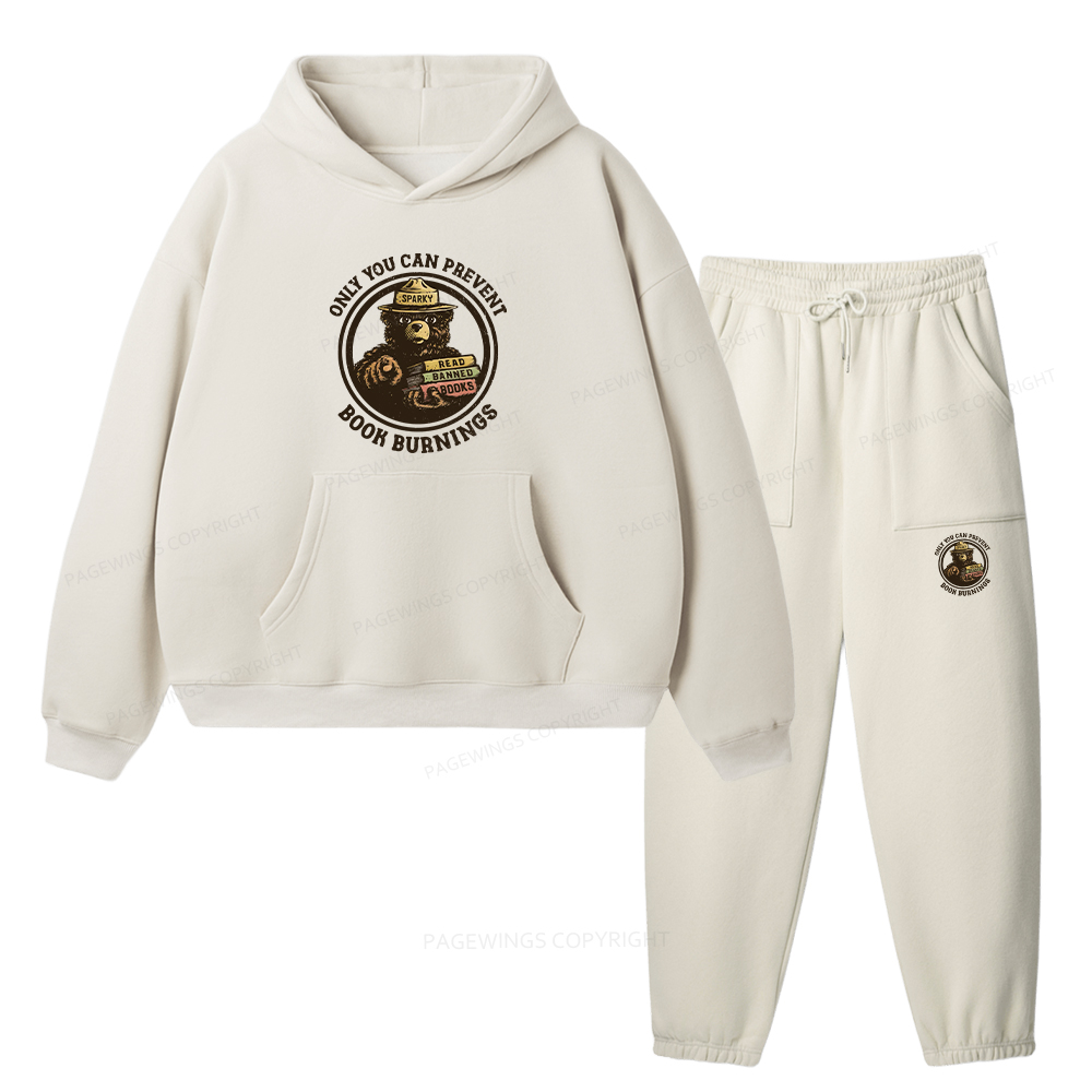 Pagewings Only You Can Prevent Book Burnings Unisex Fleece Hoodie Set