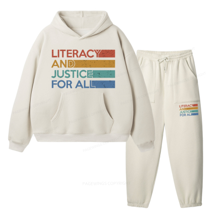 Pagewings Literacy and Justice For All Unisex Fleece Hoodie Set