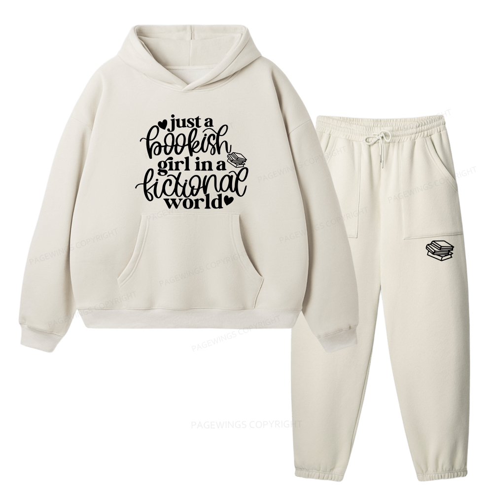 Pagewings Just A Bookish Girl In A Fictional World Unisex Fleece Hoodie Set