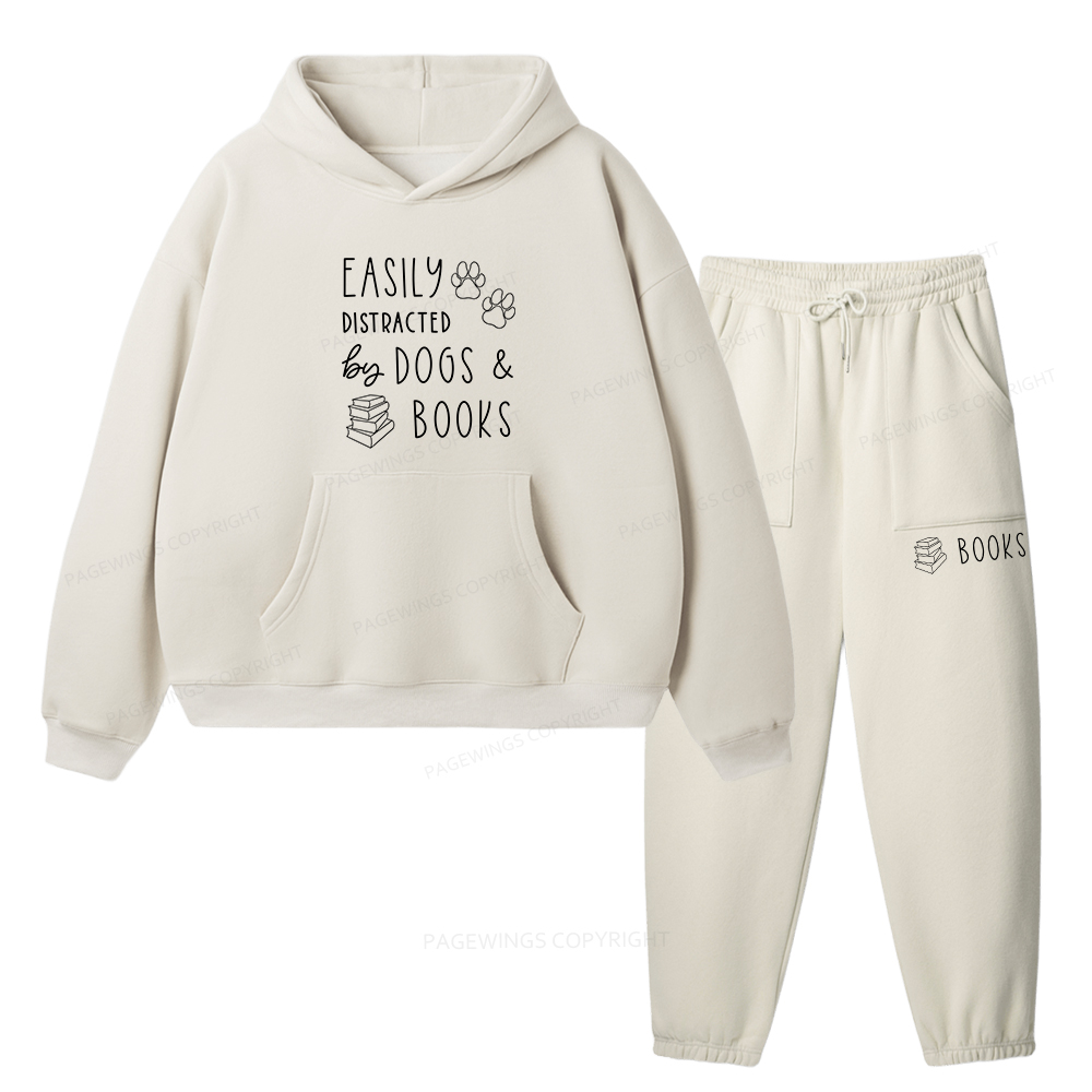 Pagewings Dogs And Books Unisex Fleece Hoodie Set