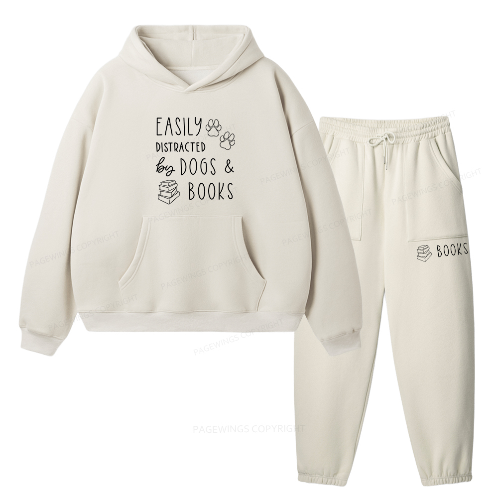 Pagewings Dogs And Books Unisex Fleece Hoodie Set