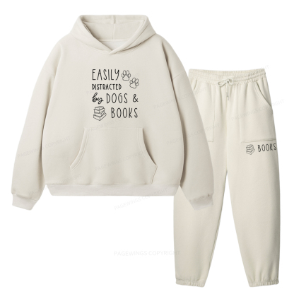 Pagewings Dogs And Books Unisex Fleece Hoodie Set