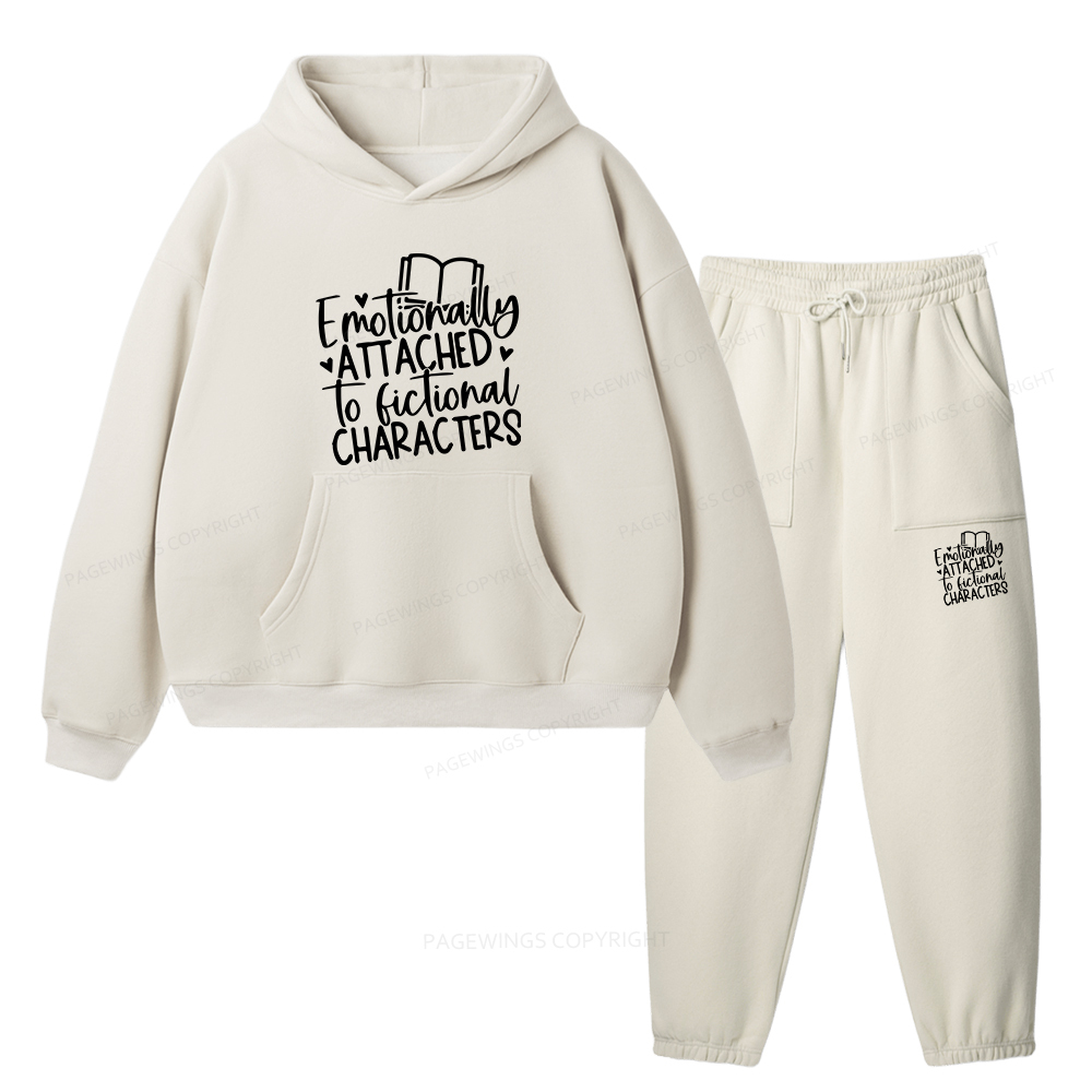 Pagewings Emotionally Attached To Fictional Characters Unisex Fleece Hoodie Set