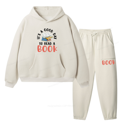 Pagewings It’s a Good Day to Read a Book Unisex Fleece Hoodie Set