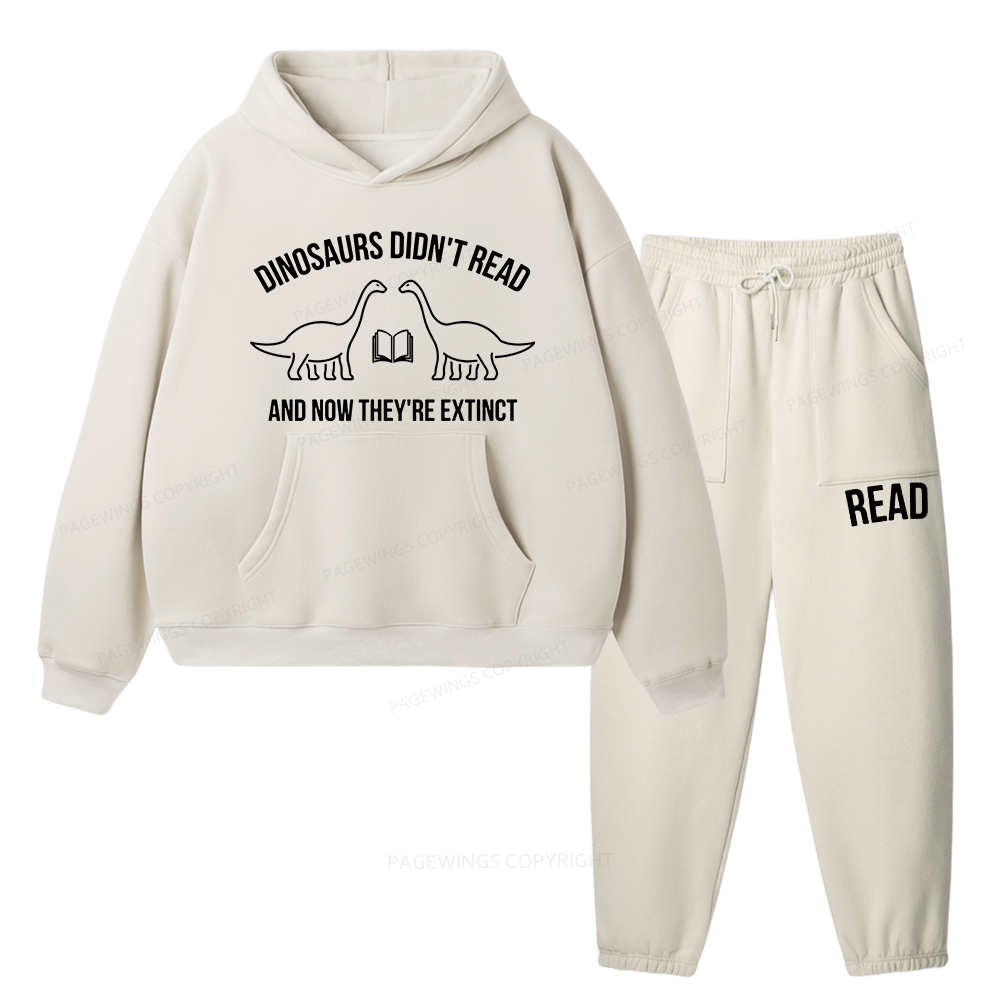Pagewings Dinosaurs Didn't Read Unisex Fleece Hoodie Set