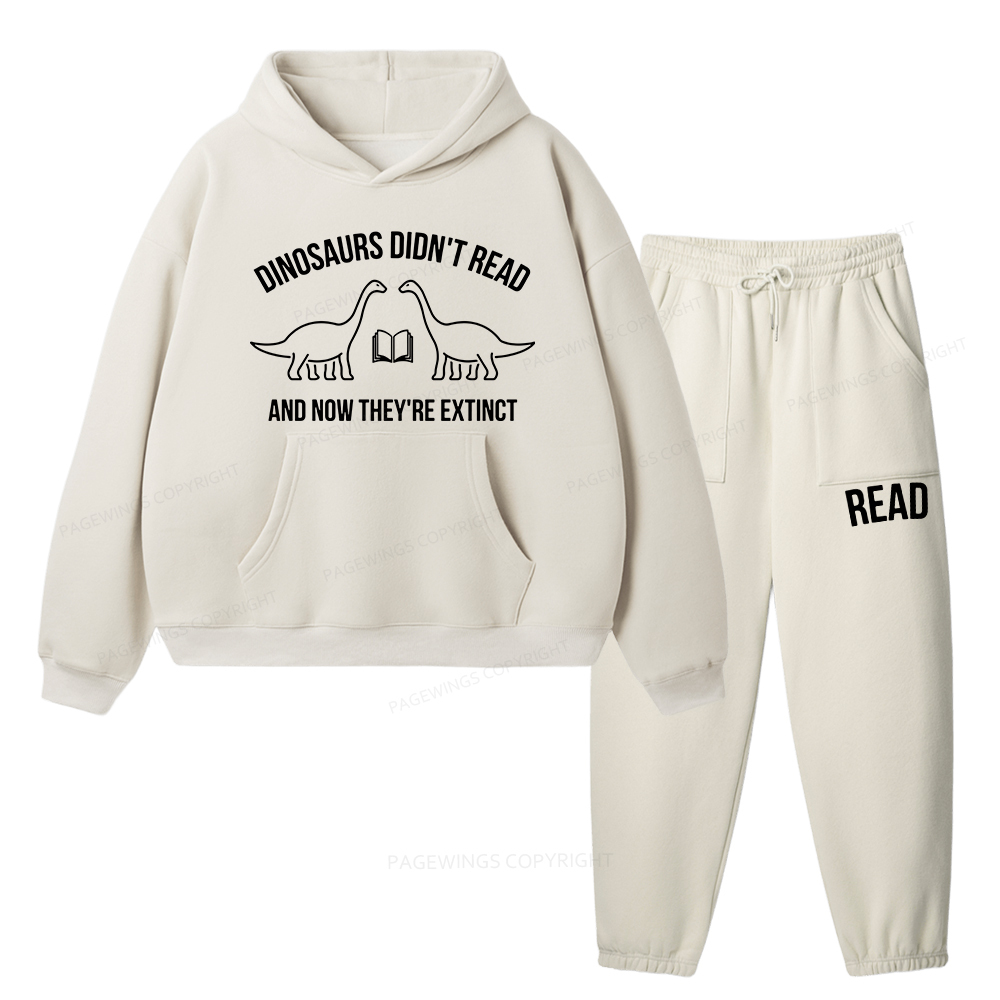 Pagewings Dinosaurs Didn't Read Unisex Fleece Hoodie Set