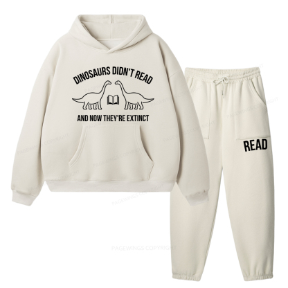 Pagewings Dinosaurs Didn't Read Unisex Fleece Hoodie Set
