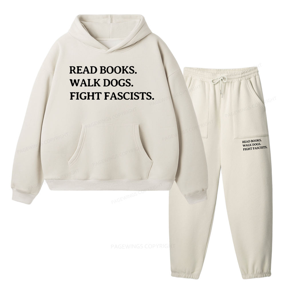 Pagewings Read Books Walk Dogs And Fight Unisex Fleece Hoodie Set