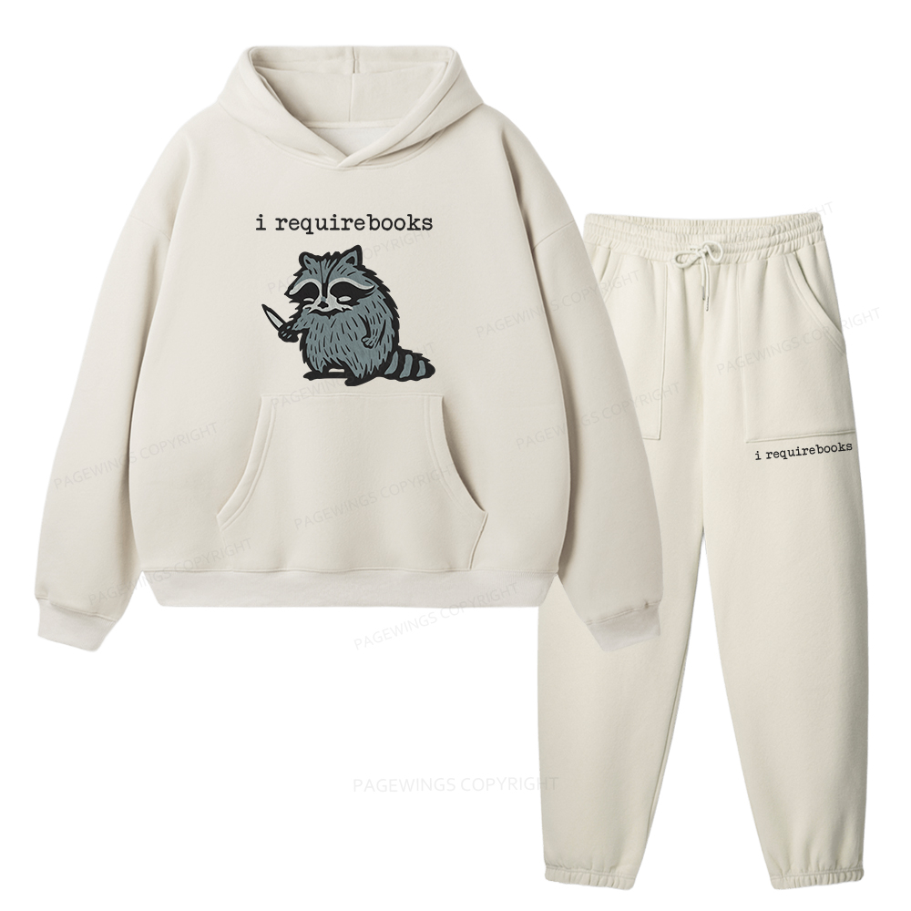 Pagewings I Require Books Unisex Fleece Hoodie Set