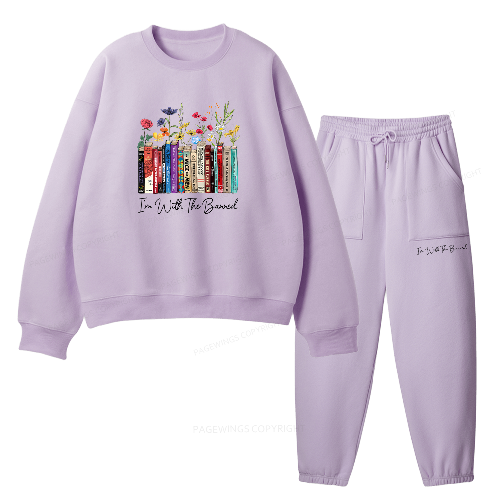 Pagewings  I'm With The Banned Flowers Unisex Fleece Sweatshirt Set 