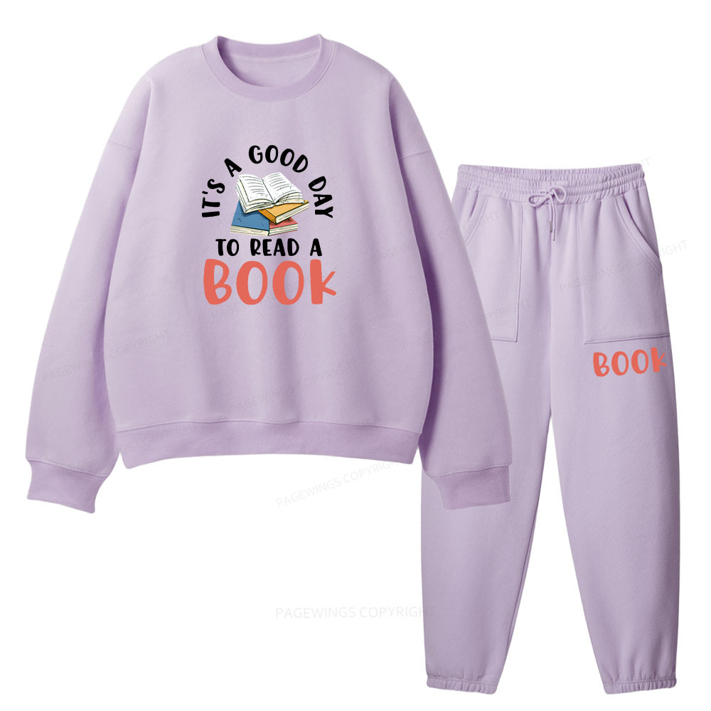 Pagewings It’s a Good Day to Read a Book Unisex Fleece Sweatshirt Set 
