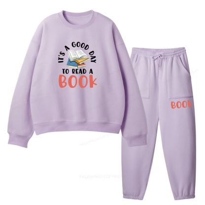 Pagewings It’s a Good Day to Read a Book Unisex Fleece Sweatshirt Set 