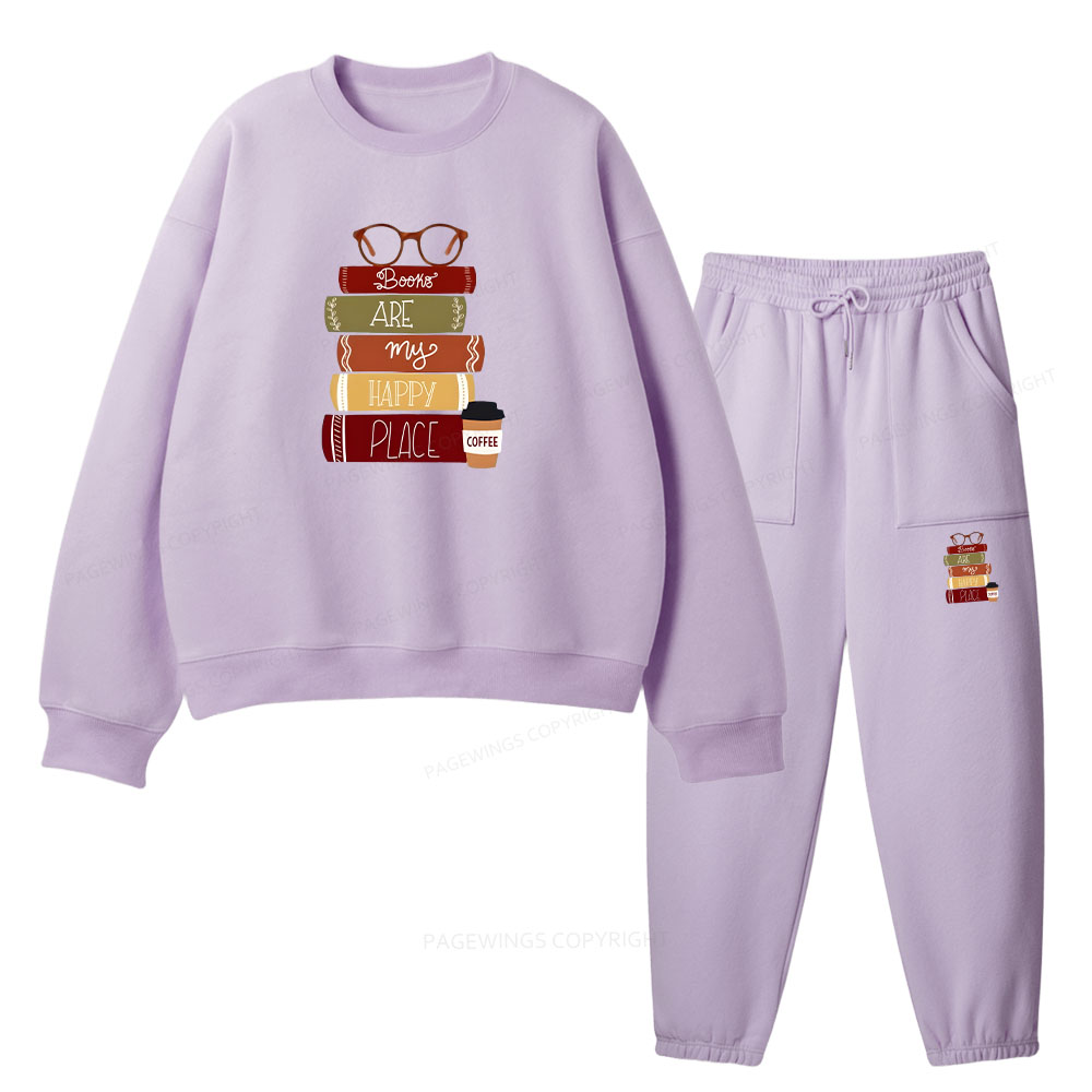 Pagewings Books are My Happy Place Unisex Fleece Sweatshirt Set 
