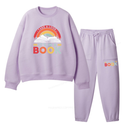 Pagewings Take A Look It's In A Book Unisex Fleece Sweatshirt Set 