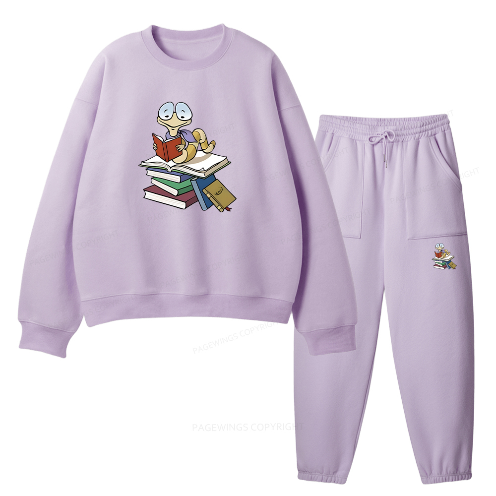 Pagewings Reading Snail and Book Unisex Fleece Sweatshirt Set 