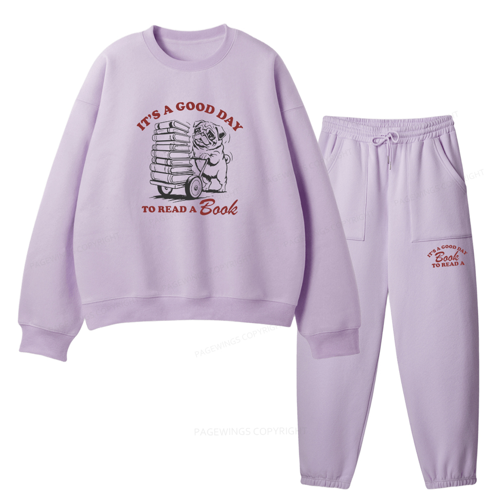 Pagewings It‘s A Good Day To Read A Book Unisex Fleece Sweatshirt Set 