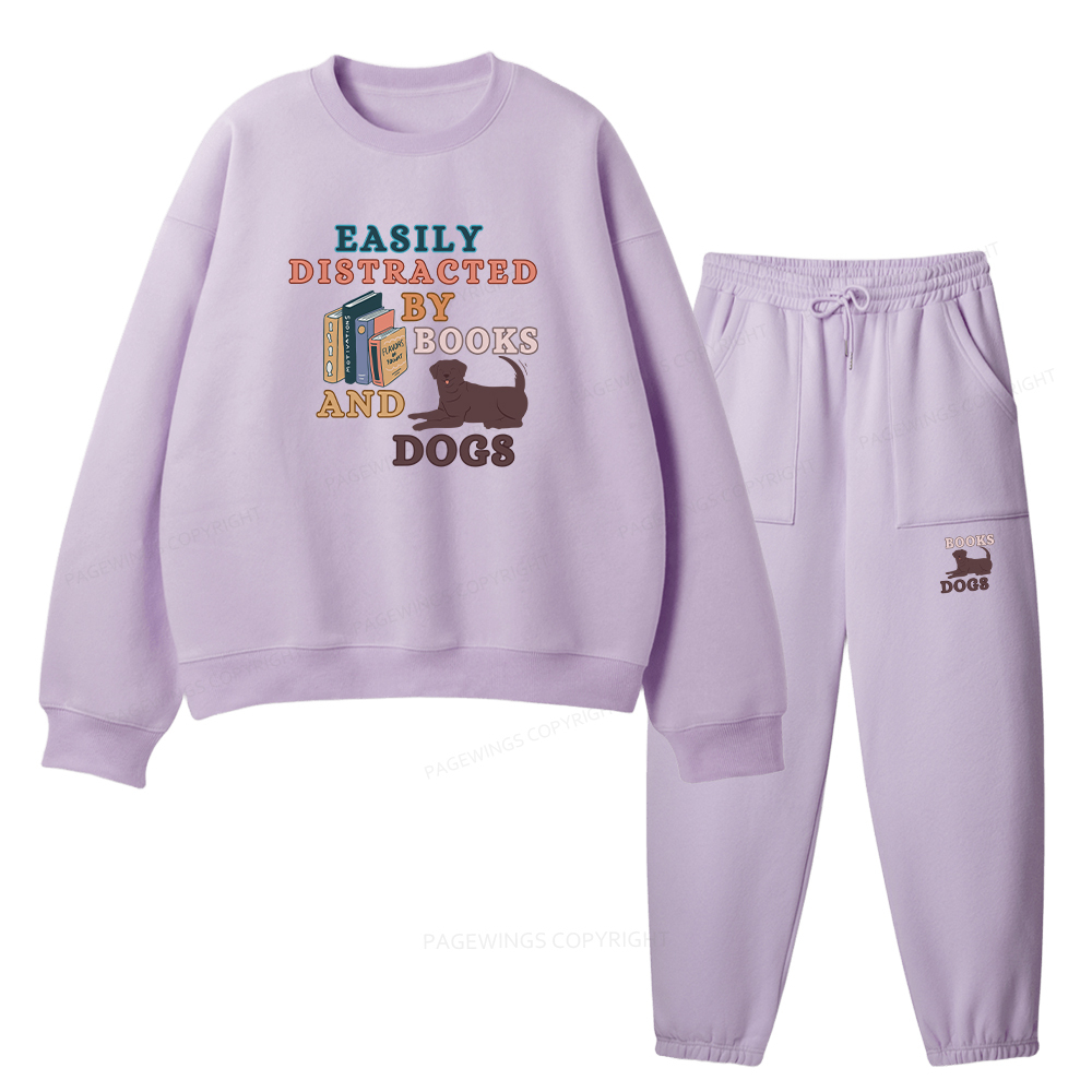 Pagewings Easily Distracted By Books And Labrador Unisex Fleece Sweatshirt Set 