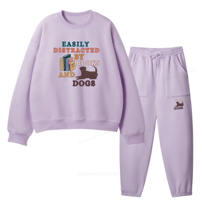 Pagewings Easily Distracted By Books And Labrador Unisex Fleece Sweatshirt Set 