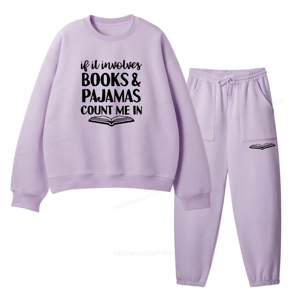 Pagewings Books And Pajamas Unisex Fleece Sweatshirt Set 