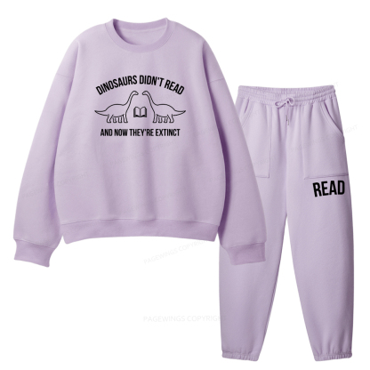 Pagewings Dinosaurs Didn't Read Unisex Fleece Sweatshirt Set 