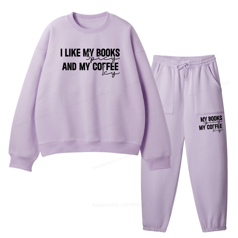 Pagewings I Like My Books And My Coffee Unisex Fleece Sweatshirt Set 