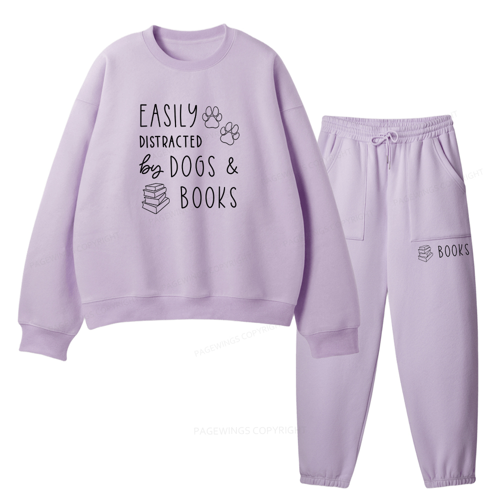 Pagewings Dogs And Books Unisex Fleece Sweatshirt Set 