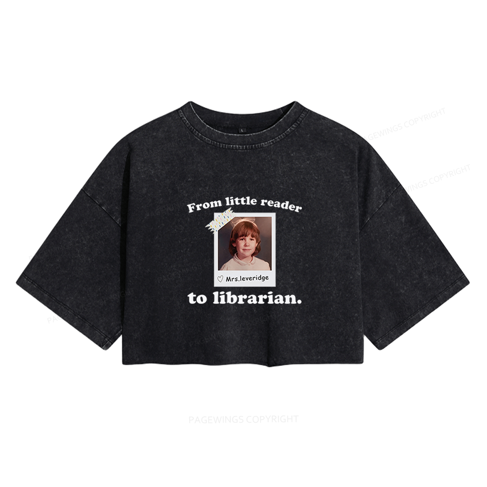 Pagewings Personalized Photo From Little Reader Women's Washed Cropped T-shirt