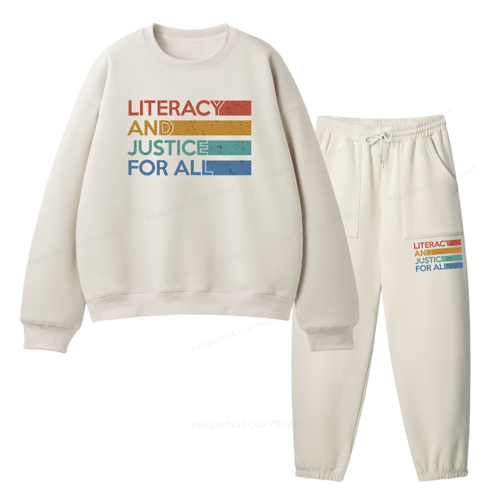 Pagewings Literacy and Justice For All Unisex Fleece Sweatshirt Set 