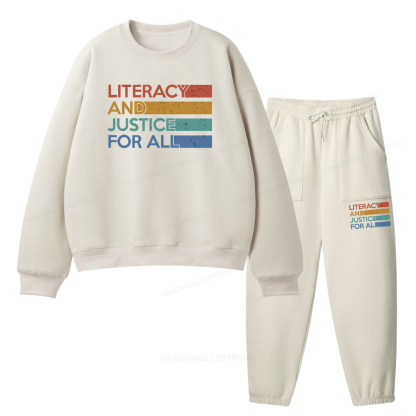 Pagewings Literacy and Justice For All Unisex Fleece Sweatshirt Set 