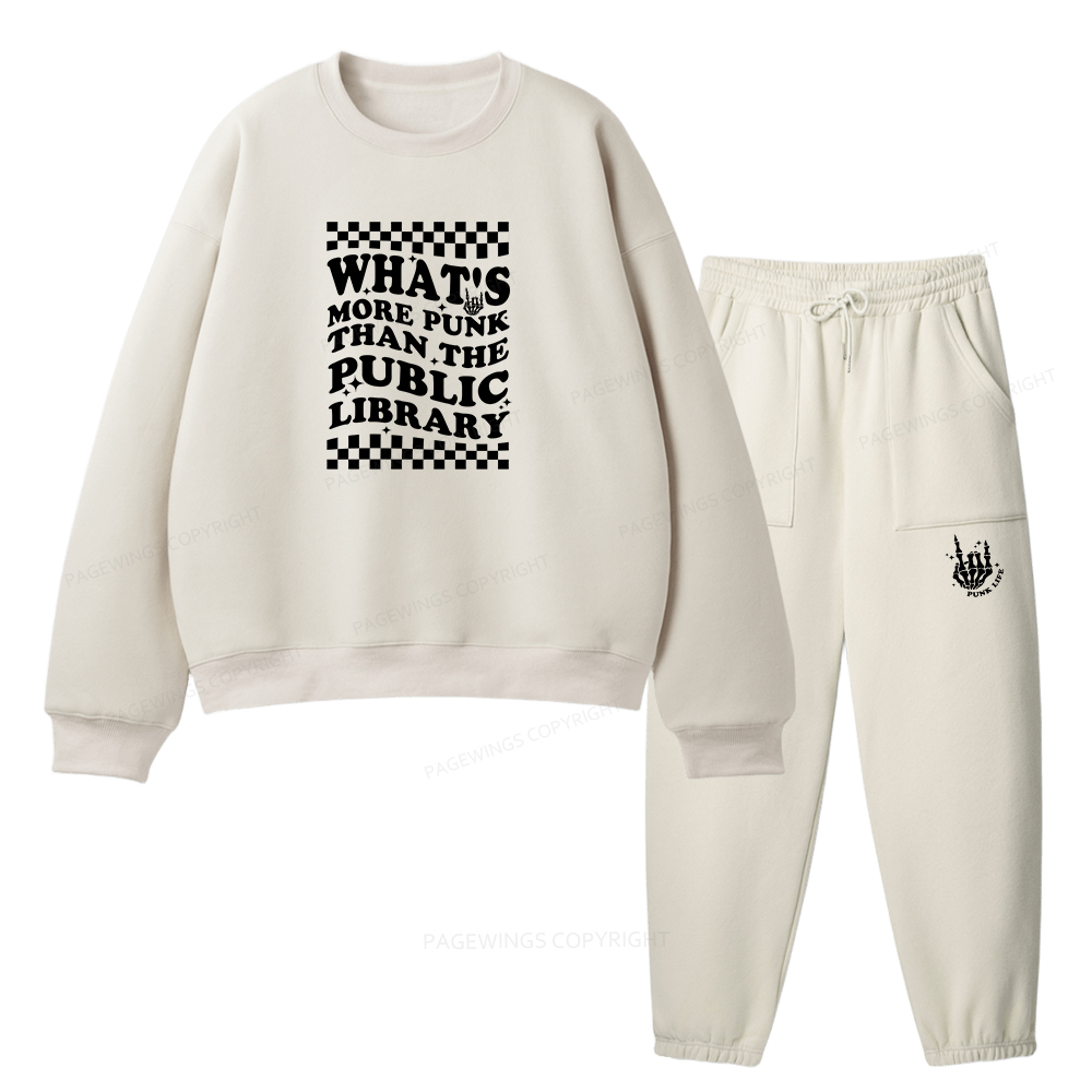 Pagewings Punk The Public Library Unisex Fleece Sweatshirt Set 