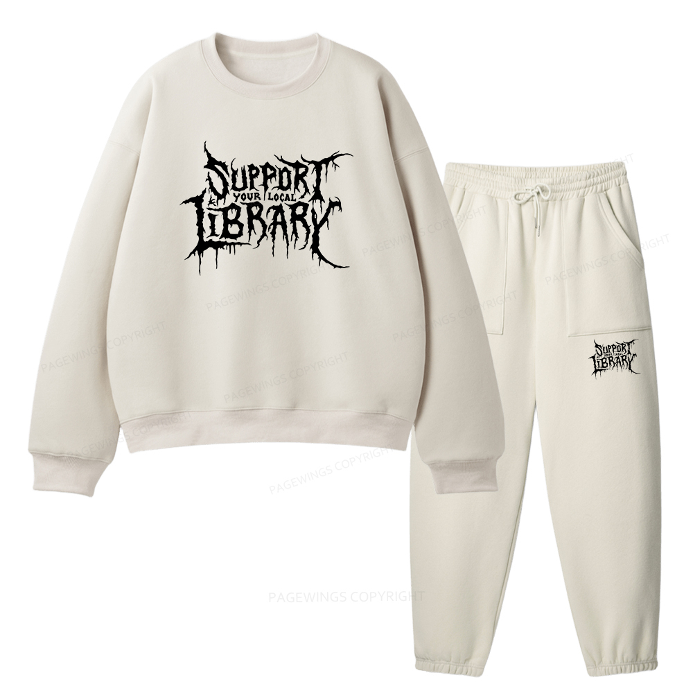 Pagewings Support Your Local Library Unisex Fleece Sweatshirt Set 