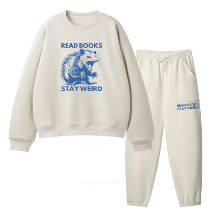 Pagewings Read Books Stay Weird Unisex Fleece Sweatshirt Set 
