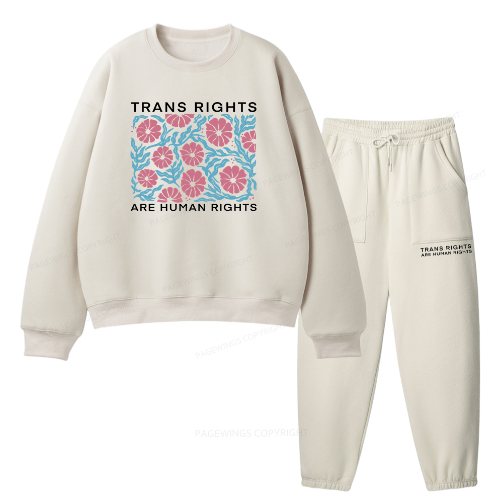 Pagewings Trans Rights Are Human Rights Unisex Fleece Sweatshirt Set 