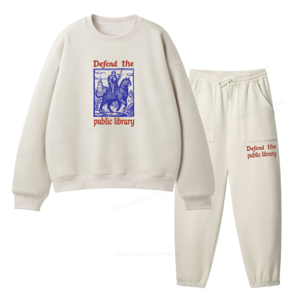 Pagewings Defend the Public Library Unisex Fleece Sweatshirt Set 