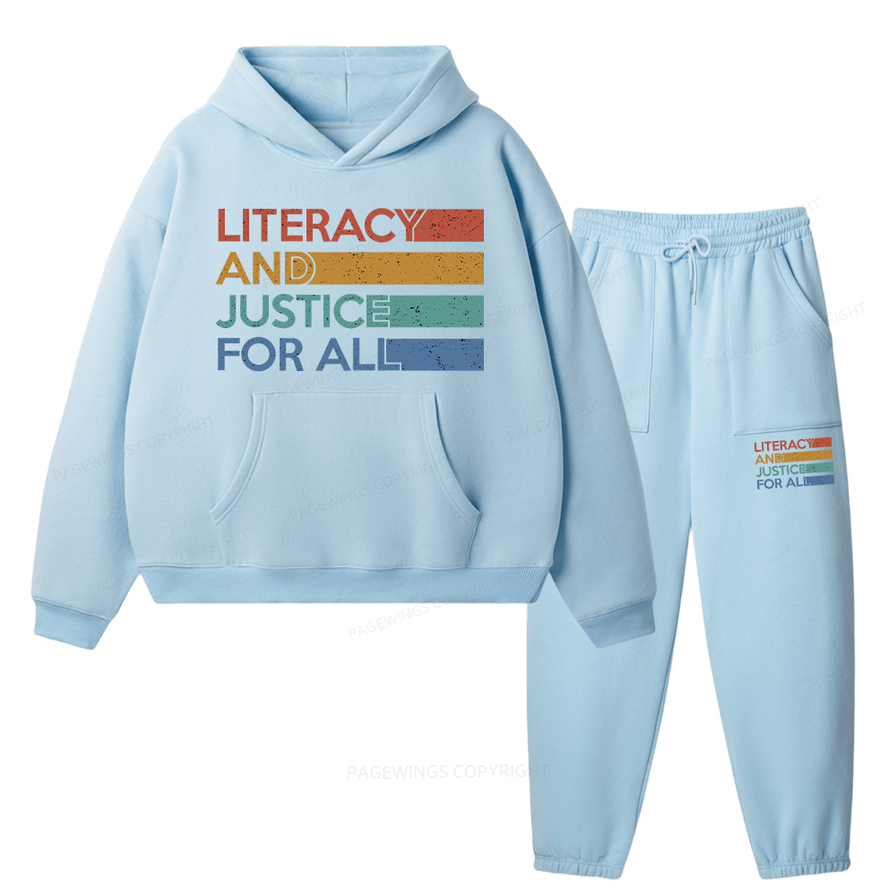 Pagewings Literacy and Justice For All Unisex Fleece Hoodie Set