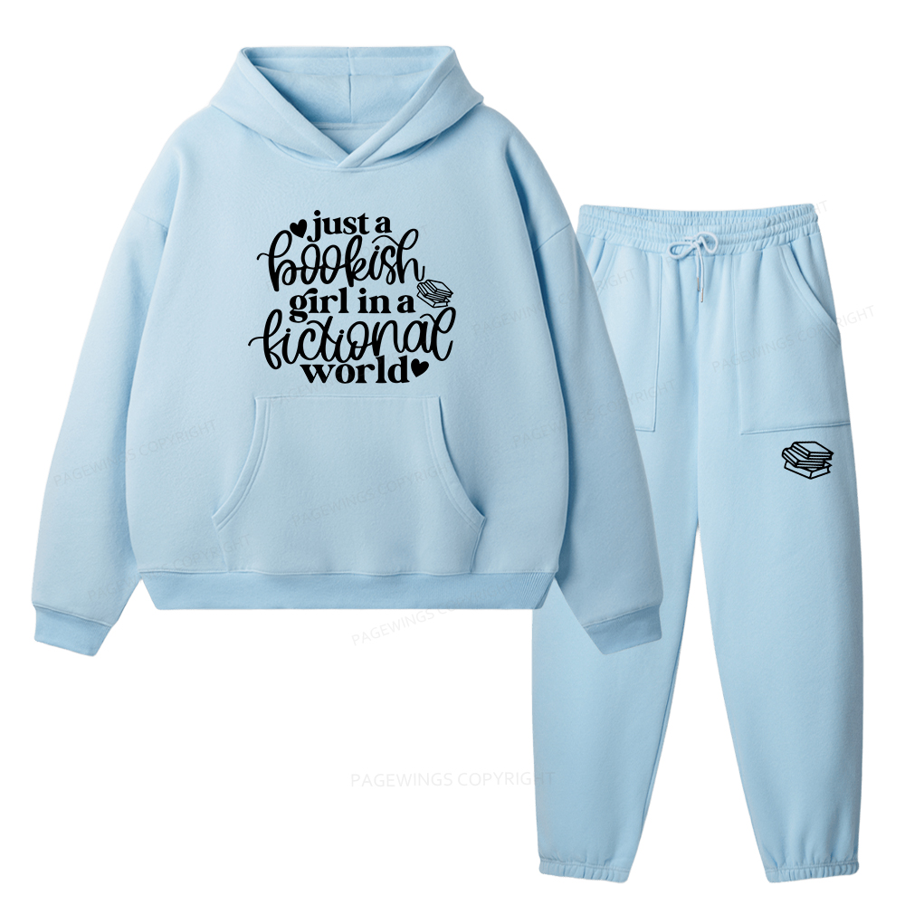 Pagewings Just A Bookish Girl In A Fictional World Unisex Fleece Hoodie Set
